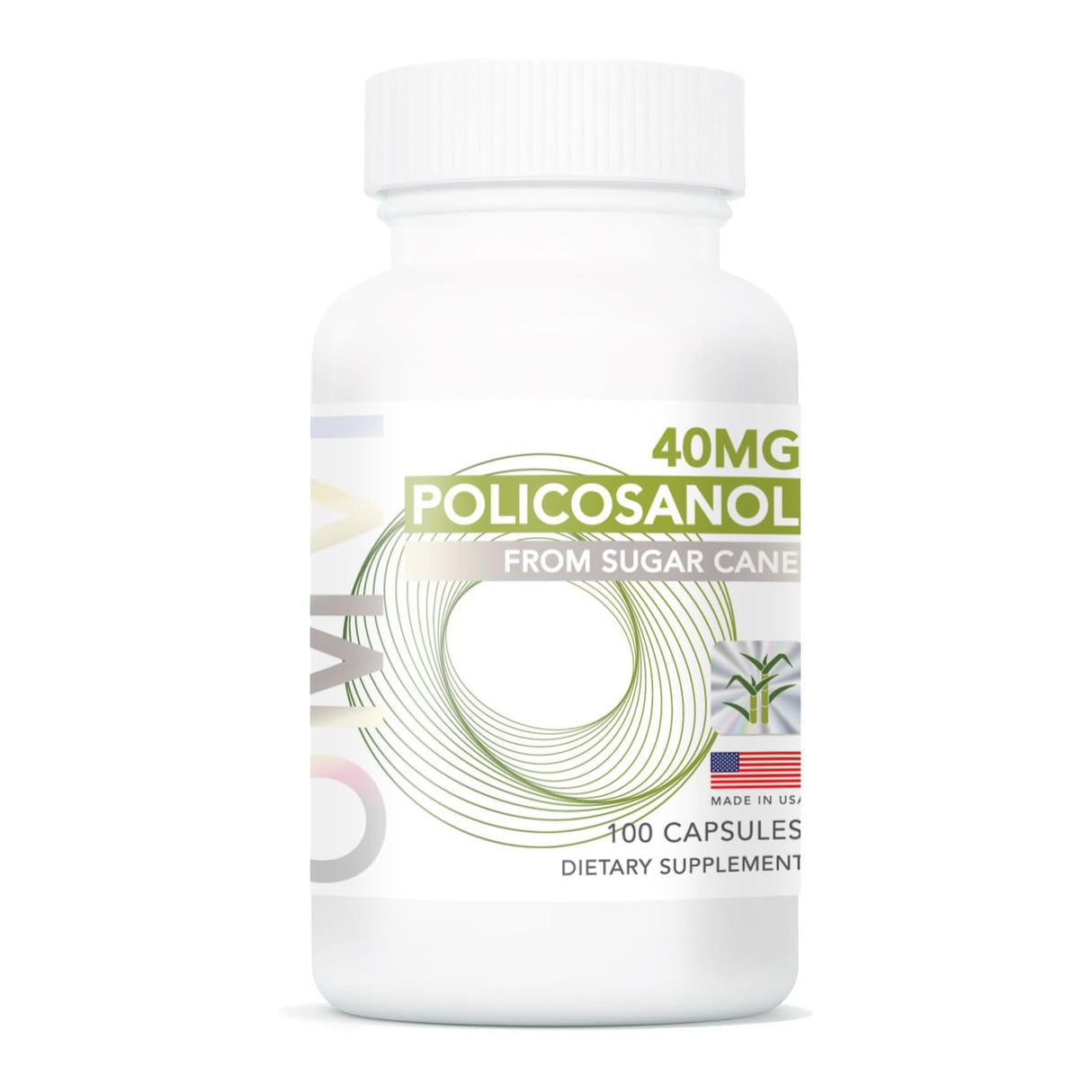 Omvi Formulas, Policosanol 40mg, Supports Heart Health, General Wellness, Vegan, Non-GMO, Gluten-Free, 100 Capsules