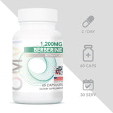 Omvi Formulas Berberine 1200mg Per Serving - Berberine HCI - AMPK Activator for Cardiovascular Health 60 Capsules