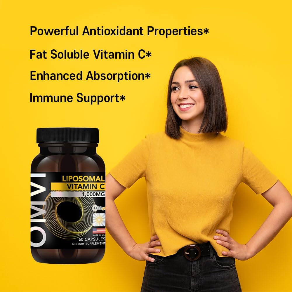 Omvi Formulas, Liposomal Vitamin C 1,000mg, High Absorption Ascorbic Acid, Antioxidant Supplement, Supports Immune System & Collagen Booster, Vegan, Gluten Free, 60 Capsules, 30 Serving, Made in USA